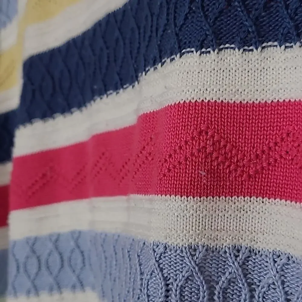 Alfred Dunner SZ 3X Sweater VTG Multicolored Striped Knit 3 button Granny Core